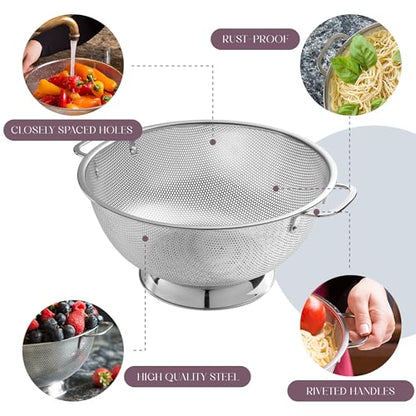 Bellemain Stainless Steel Colander for Kitchen, 3 & 5 Qt Strainers - size: 3Qrt + 5Qrt