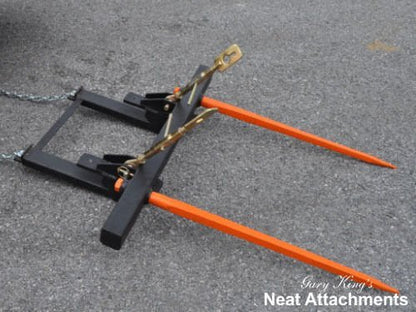Bucket Hay Bale Spear Attachment w/ 2 x 39" Prongs. Rated 3000 Lb - Sr.2 - size: 2 x 39"