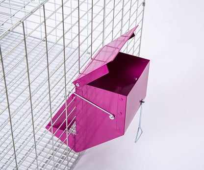 Metal Small Animal Feeder with Lid, Heavy Duty Feeder, Large Capacity Food Dispenser, Great for Rabbits, Guinea Pigs, Chinchillas and Other Small Animals. (4.6 inch, Purple) (Pack of 2) - color: Purple, size: 4.6 inch (Pack of 2)
