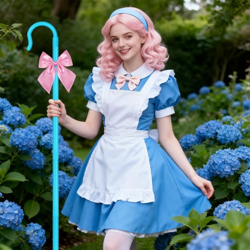 Servllcell Shepherd Staff Prop,Plastic Shepherd Hook Staff Stick Cane Costume Accessory,Halloween Staff Cosplay - color: Blue-p