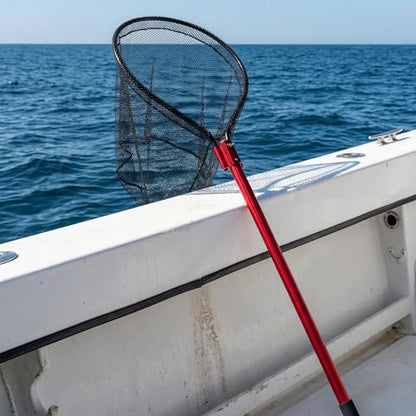 High Strength Heavy Duty Extra Large Aluminum Landing Net - Telescoping Handle (67-85inch), 27in Net Opening for Saltwater Fishing, Boat, Pier, River Angling