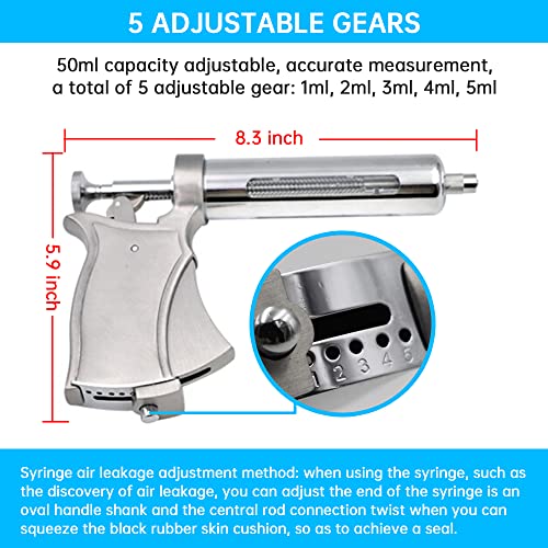 50ML Livestock Syringe,Adjustable Continuous Injector with 12 Needles for Horses Cattle Pigs Sheep - size: 25ML