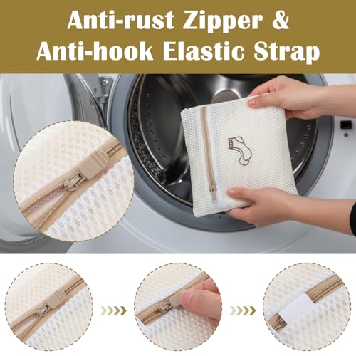 4 Pcs 7.87×7.09 Inch Small Mesh Laundry Bags for Socks, Durable Polyester Lingerie Delicates Bag for Washing Machine, Useful for Masks, Underwear (4 Sock Laundry Bag)
