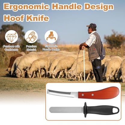 Hoof Knife with Sharpener, Farrier Tools Kits, Horse Goat Hoof Trimmers | Suitable for Horse Donkey Cow Goat Animal Hooves