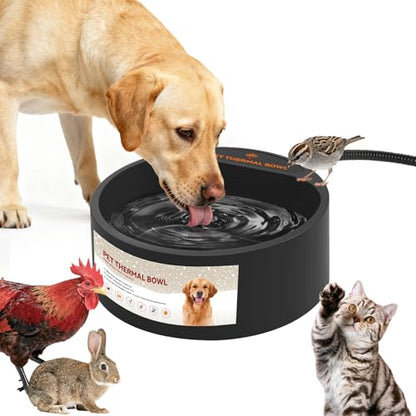 2.2L Heated Dog Bowl, Provides No Freeze Water, Pet Water Heater for Dogs/Cats/Chickens/Birds/Livestock, Black - color: Black