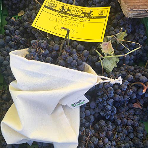 Simple Ecology Reusable Grocery Produce Shopping and Storage Bags, Organic Cotton Muslin, Small 3 pack - size: Small (8"x10") - 3 Pack