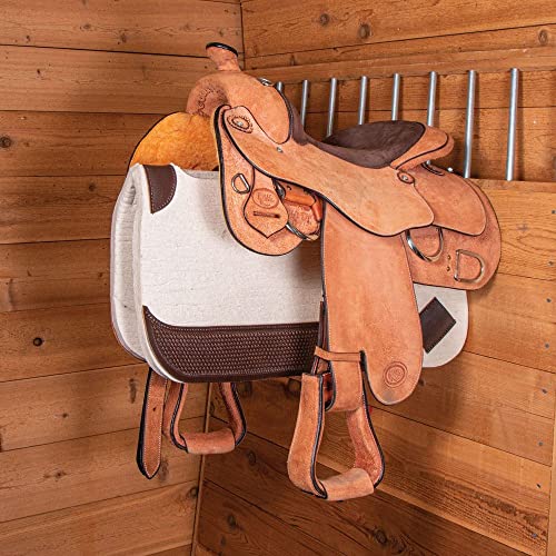 EASY-UP Saddle Rack with Pad Bar for Horse Enthusiast | Heavy-Duty Saddle Rack Wall Mount | Western & English Saddle Rack | Keeps Tack Organized - style: Portable Rack w/Single Pad Rack