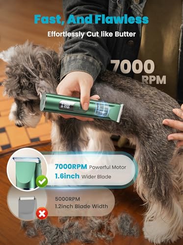 oneisall 4 in 1 Dog Grooming Kit with LCD Display Green - color: Green