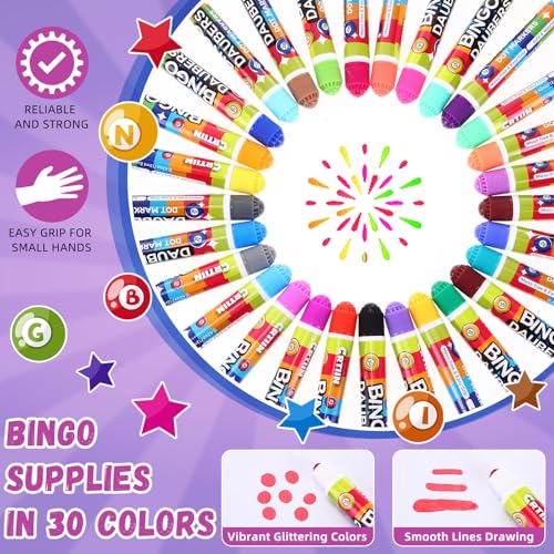 Crtiin 30 Pack Bingo Daubers Dot Markers, 30 Colors Bulk Kids Art