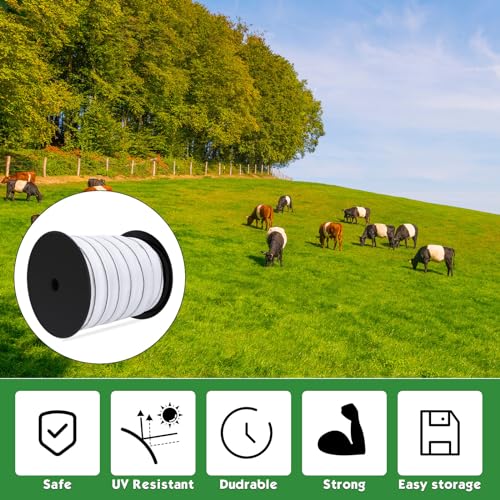2 Pcs Electric Fence Tape Polytape, 500 Feet X 2 Inch,White - color: White