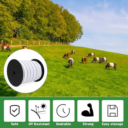 2 Pcs Electric Fence Tape Polytape, 500 Feet X 2 Inch,White - color: White