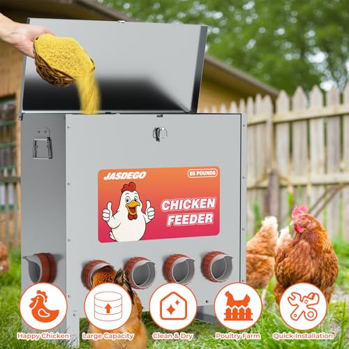10 Port Automatic Chicken Feeder, No Waste Poultry Feeder with Lid - size: 10 Ports (85-120 LBS)