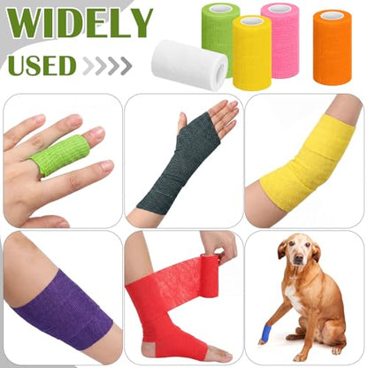 Treela 36 Pcs Self Adherent Bandage 4" X 5 Yard Wrap Breathable - color: Multicolor, size: 4" X 5 Yard