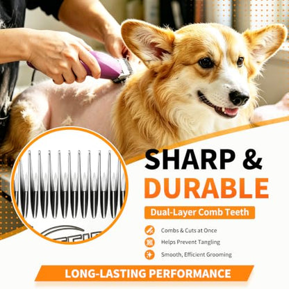 4 Pack Long Cut Pet Grooming Clipper Blades with Ceramic Cutters, Sizes 4FC, 3-3/4FC, 5/8HT & 3/4HT, Silver, Compatible with Andis, Oster A5, Wahl KM10 A5 Style Dog Clippers - color: Silver, size: 4FC + 3-3/4FC + 5/8HT + 3/4HT