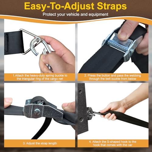 Cargo Net for Pickup Truck Bed, Heavy Duty 1100 lbs Capacity - size: 66" x 50"