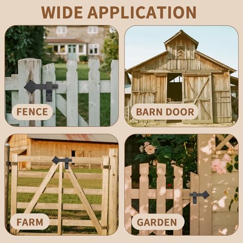 6" Barn Door Flip Latch Lock Heavy Duty Gate Latch Barn Door Lock Hardware for Fence, Shed, Farm, Garden, Sliding Door, Matte Black