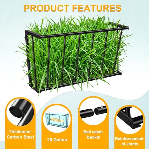 30'' Metal Wall Mount Hay Feeder, 20 Gallon Livestock Feeder | Steel Hay Feeder& Blanket Holder , Metal Wall Hay Rack for Goats, Sheep and Storage