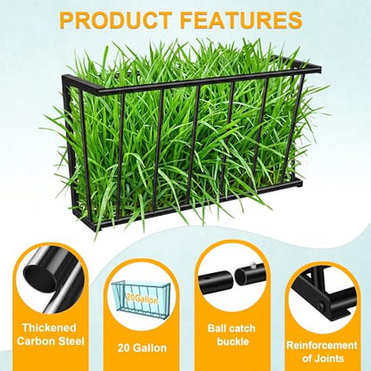 30'' Metal Wall Mount Hay Feeder, 20 Gallon Livestock Feeder | Steel Hay Feeder& Blanket Holder , Metal Wall Hay Rack for Goats, Sheep and Storage