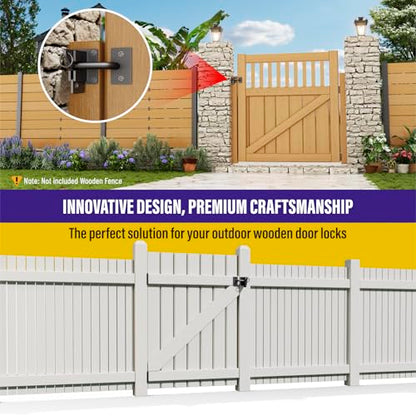 Hulave 304 Stainless Steel Fence Gate Latch, Self-Locking Gravity Gate Latch, Heavy Duty Privacy Gate Latch for Wooden Fence, Metal Gate & Vinyl Fence Gate Hardware (Black) - color: Black