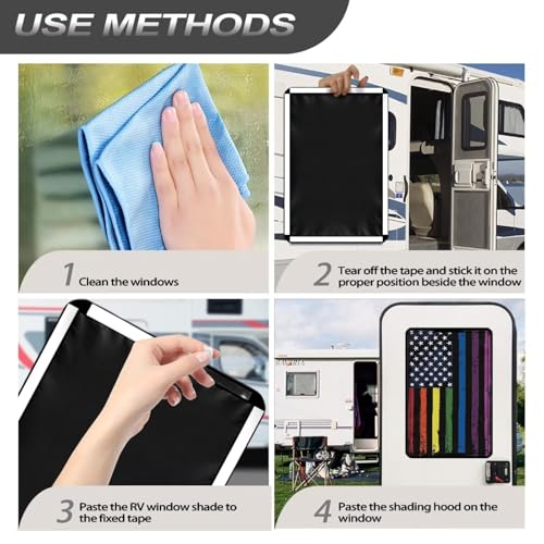 Colourful American Flag Print RV Door Windows Shade Universal Travel Trailer Sun Shade 17.3"x 26" Inches RV Entry Door Window Shade RV Blackout Shades Sunproof Keep Car Cool - color: Colourful American Flag