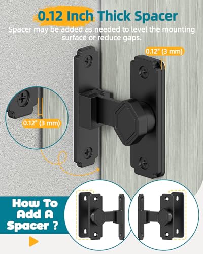 90 Degree Barn Door Lock, Rustproof Sliding Gate Latch, Black 1Pc - color: Black-1PC