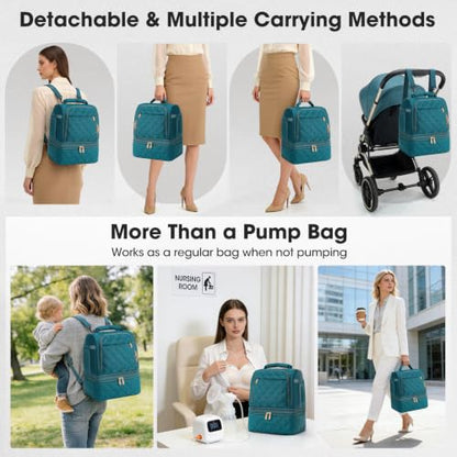 RAINSMORE Wearable Breast Pump Bag, Breast Milk Cooler Travel Bag,Green - color: Dark Green