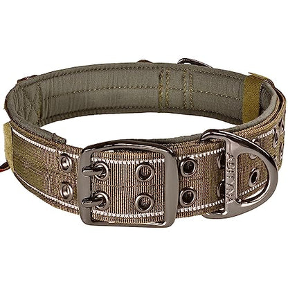 ADITYNA Heavy Duty Green Dog Collar for Medium Dogs with Traffic Handle - color: Ranger Green, size: Medium: Fit 15-19" Neck