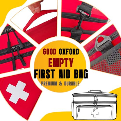 First Aid Bag Empty 2-Layer Large 16" x 9½"x7 Red - color: Red