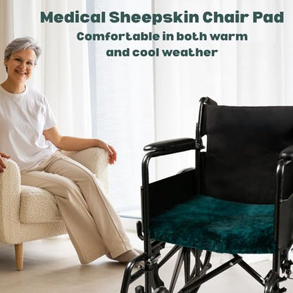 Natural Medical Sheepskin Pad, Non-Slip Back, Emerald, 17 x 17 in, 1 Pack - color: Emerald, size: 17x17 Inch (Pack of 1)