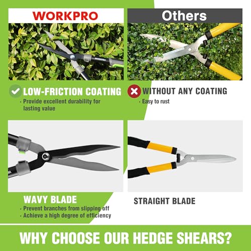 WORKPRO Garden Hedge Shears, 23" Manual Hedge Clippers/Bush Cutter - size: 23"