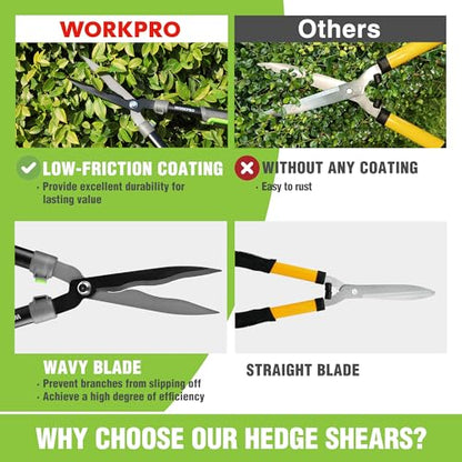 WORKPRO Garden Hedge Shears, 23" Manual Hedge Clippers/Bush Cutter - size: 23"