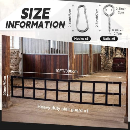 Stall Gates for Horses with Adjustable Straps Protective 9.8x1.6ft