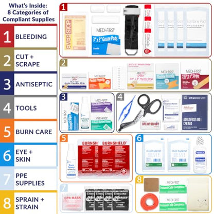 MFASCO OSHA/ANSI 2021 Class B Compliant First Aid Cabinet, Large, 3-Shelf - size: 3 Shelf, style: Standard ANSI/OSHA
