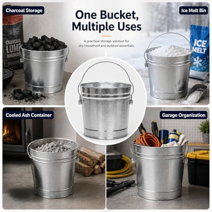 6 Gallon Galvanized Metal Pail for Bird Seed Pet Food Storage Can