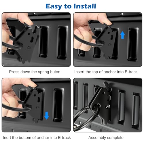 20 Pack E-Track O Rings, Steel E Track Tie Down Anchors Secure for Cargo Trailers Flatbeds Pickup Trucks (Black) - size: 20pcs black o rings