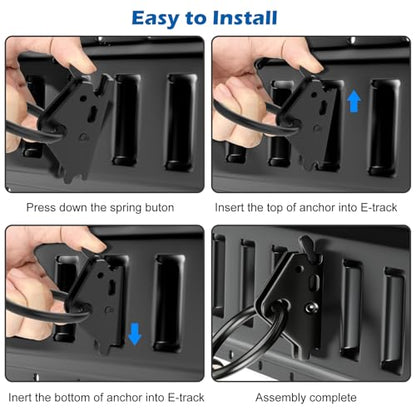 20 Pack E-Track O Rings, Steel E Track Tie Down Anchors Secure for Cargo Trailers Flatbeds Pickup Trucks (Black) - size: 20pcs black o rings