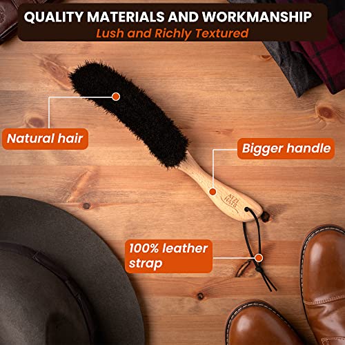 Clothes Brush, Horse Hair Bristle, Cowboy Hat Brush, Suit Lint Brush, Wool, Cashmere, Velvet, Suede, Fabric Brush, Furniture Pet Hair Brush, Long Beech Wood Handle - size: 1 Pack