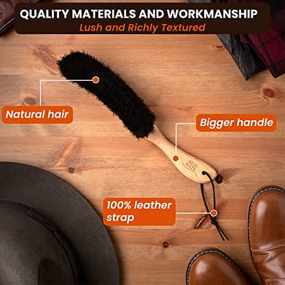 Clothes Brush, Horse Hair Bristle, Cowboy Hat Brush, Suit Lint Brush, Wool, Cashmere, Velvet, Suede, Fabric Brush, Furniture Pet Hair Brush, Long Beech Wood Handle - size: 1 Pack
