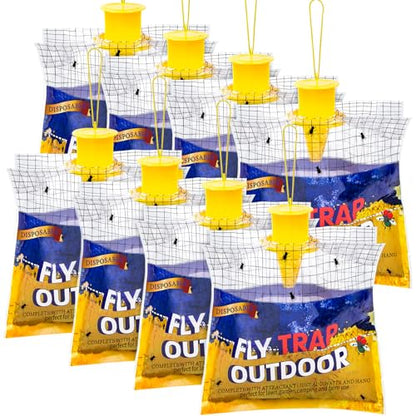 Fly Traps Outdoor Hanging for Patio, 8 Pre-Baited Flies Bags Disposable - size: 8 Pack1