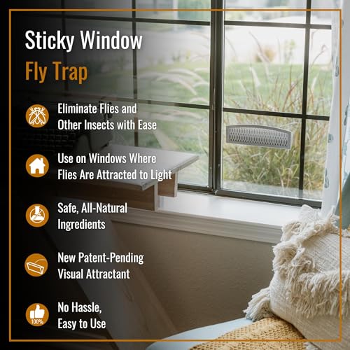 Dr. Killigan's Sticky Window Fly Traps Indoor, 2 Traps + 4 Inserts