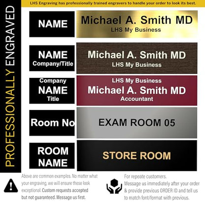 Custom Name Plate for Desk, Brown with White Lettering, 2x8 - color: B25 - Brown & White Lettering
