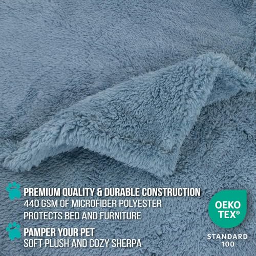 PetAmi Fluffy Sherpa Waterproof Dog Blanket for Small Pet Cat, 24x32 Blue - color: Dusty Blue, size: Small (24x32)