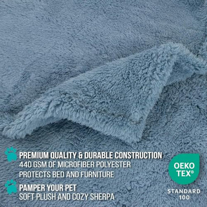 Fluffy Fluffy Sherpa Waterproof Dog Blanket for Large Pet Cat, 40x60 Blue - color: Dusty Blue, size: Large (40x60)