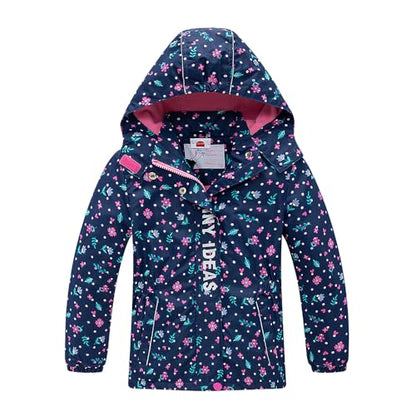 Girls Rain Jacket Kids Hooded Raincoat Windbreaker with Fleece Lining - color: 2910, size: 6