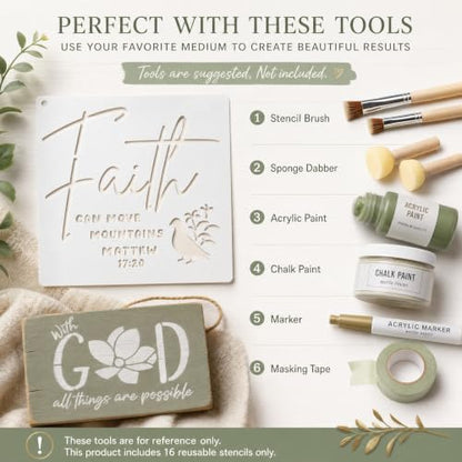 16 Cross Stencils for Faith Journals, Prayer Cards, Church Signs, Gifts - color: Cross