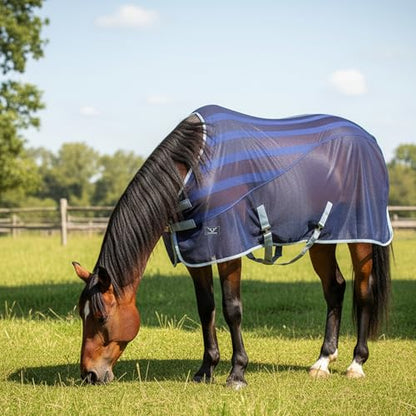 TuffRider Dual Fabric Scrim Sheet-Navy/Grey-72 - size: 72