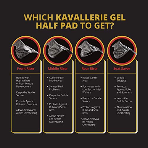 Kavallerie Gel Saddle Pad - Helps with Saddle Bridging, Sore Back, Swayed Back, High Withers English Bareback Pad for Horses, Protective, Perfect for Eventing, Schooling, Dressage - size: Middle Riser