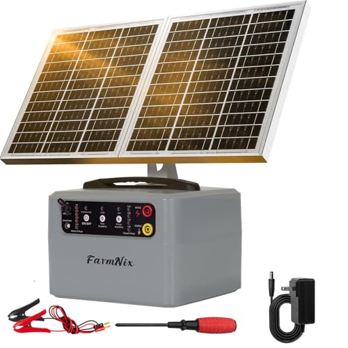30 Miles Solar Powered Fence Charger, 6-12KV 0.3-1.5J for Livestock - color: Gray