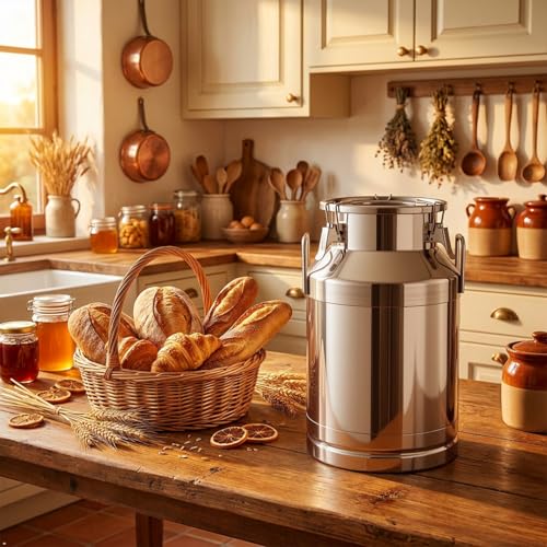 10.5 Gallon Stainless Steel Milk Can 40L Milk Jug | Food-grade Stainless Steel Container, Milk Bucket, Water Jug, Silicone Sealed Lid, Heavy Duty - size: 40 L/10.5 Gallon
