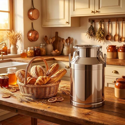 10.5 Gallon Stainless Steel Milk Can 40L Milk Jug | Food-grade Stainless Steel Container, Milk Bucket, Water Jug, Silicone Sealed Lid, Heavy Duty - size: 40 L/10.5 Gallon